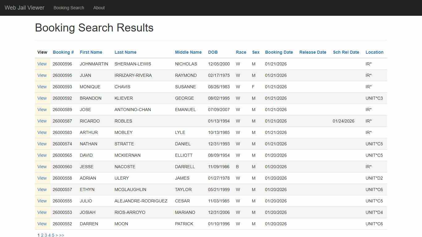 BookingSearchDetail - Web Jail Viewer