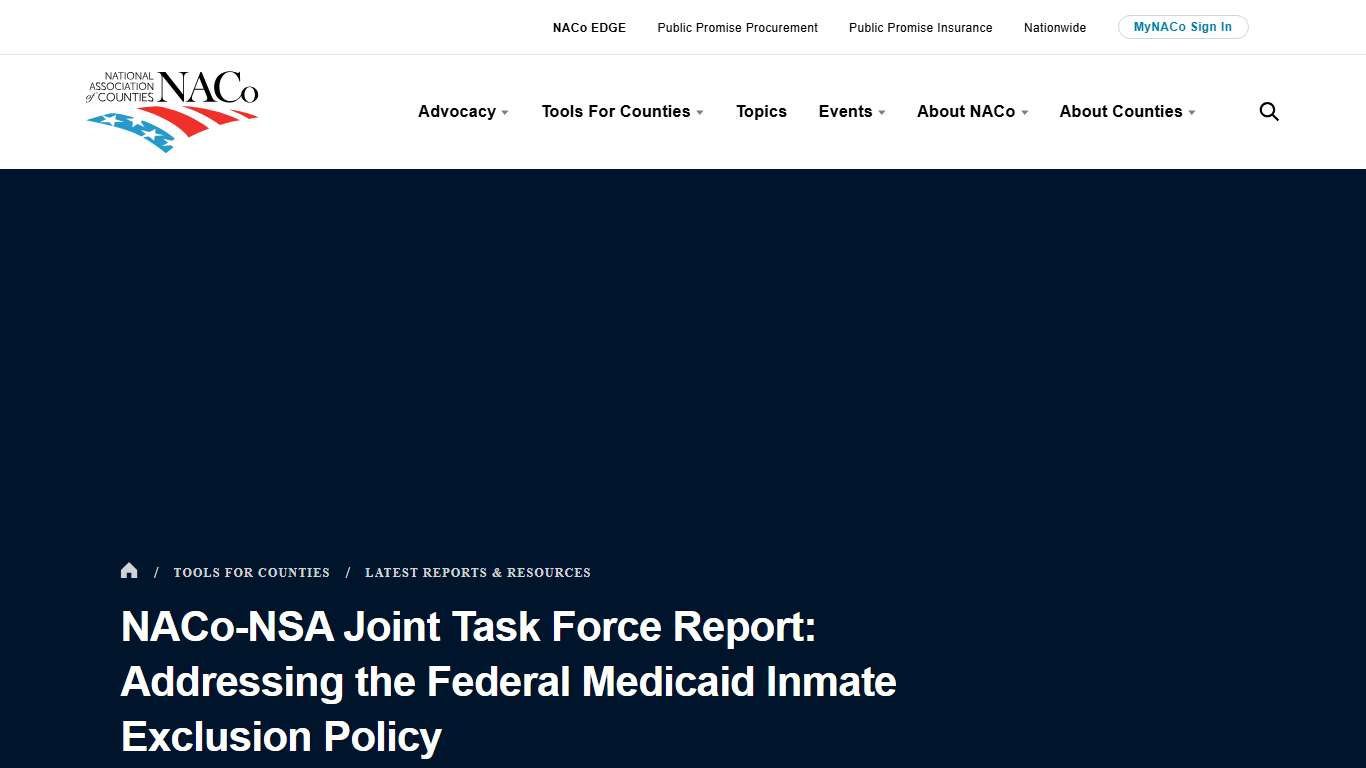NACo-NSA Joint Task Force Report: Addressing the Federal Medicaid Inmate Exclusion Policy | National Association of Counties